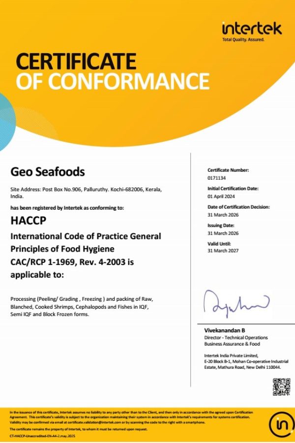HACCP certificate_Geo Seafoods